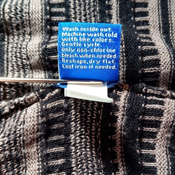 APT 9 Gray & Black Light Weight Long Sleeve Knit Striped Cardigan Sweater Large - Picture 7 of 8